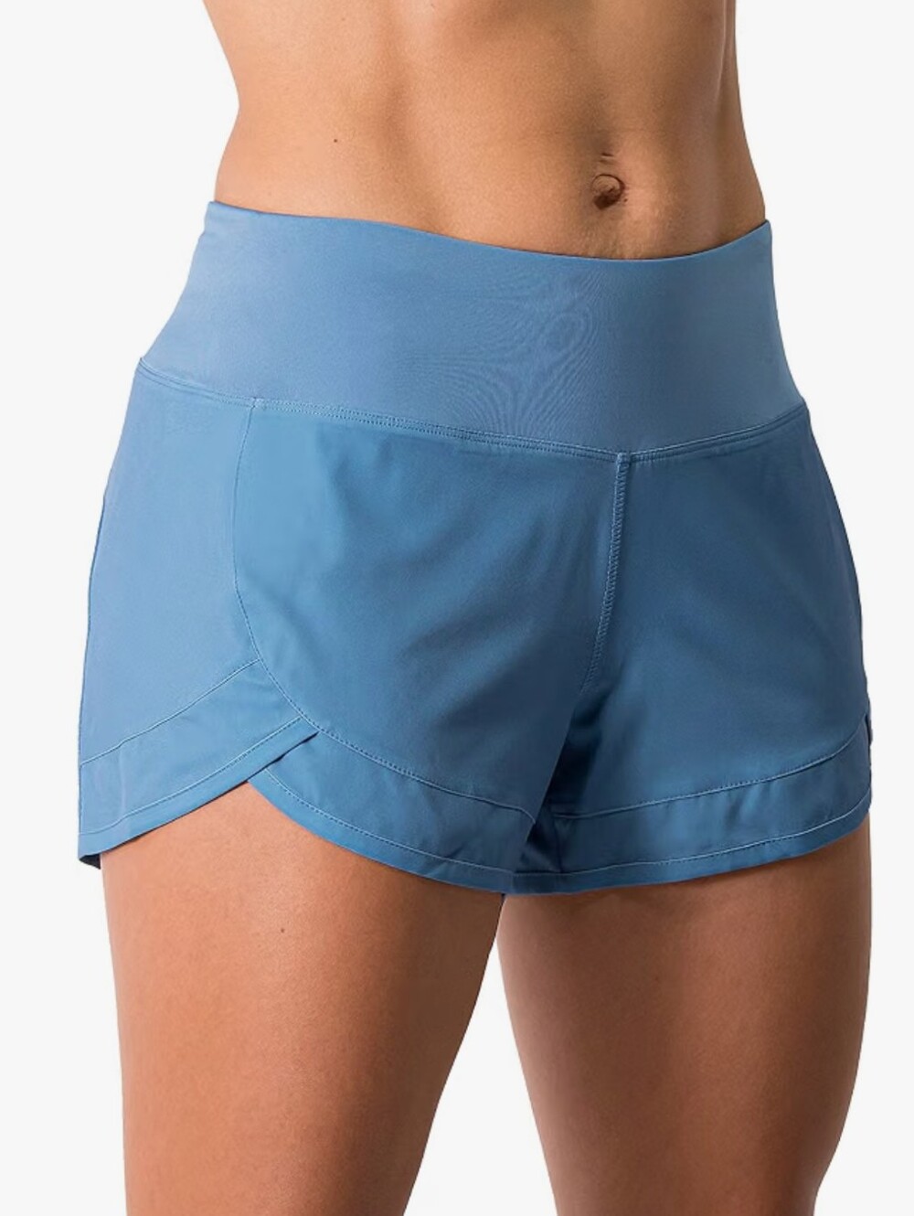 High-Rise Blue Performance Running Shorts